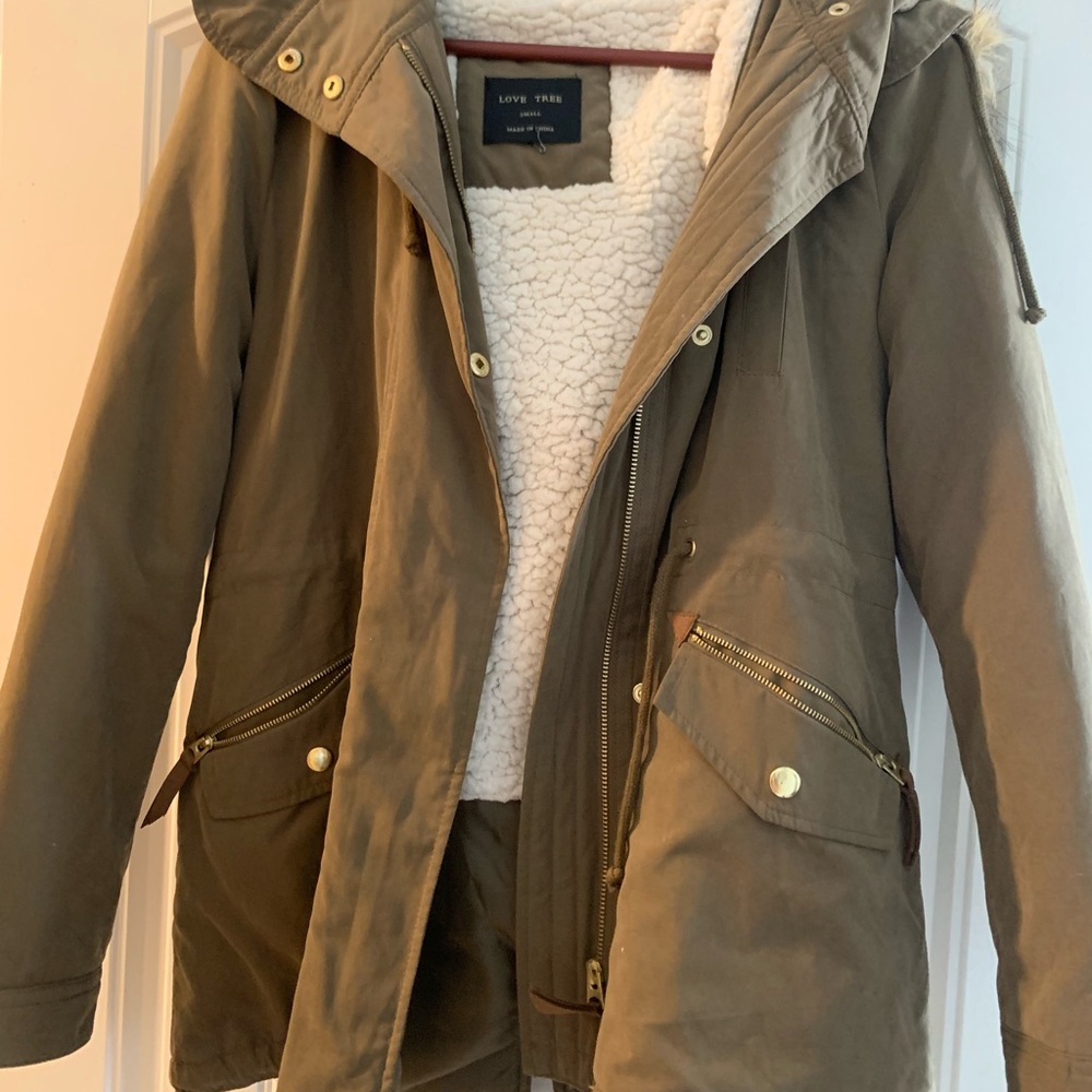 Jacket with fur lined hood size small